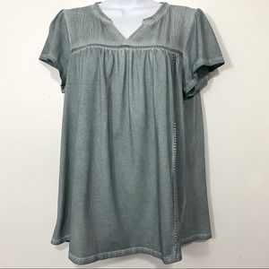 JODIFL Blue/Green Short Sleeve Blouse